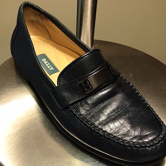 Bally Black Leather Loafer w/Stainless Steel Bit. Men size 9.5